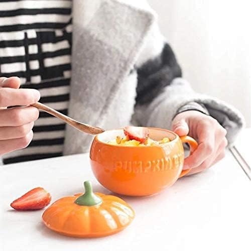Eplze YBK Tech Cute Pumpkin Cup Ceramic Coffee Mug Milk Cup with Lid (Cup)