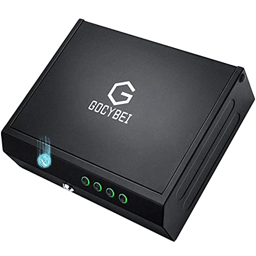 Gocybei Gun Safe, Biometric Gun Safe for Pistols, Pistol Safe, Gun Safe for Cars and Trucks, Handgun Safe for nightstand with Fingerprint/Keypad/Key Acces, Smart Home Devices Gun safes & cabinets