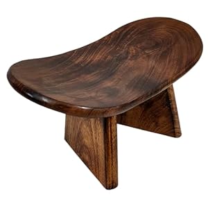 Handmade Wooden Meditation Bench/Stool, Seiza Bench, Portable, Foldable, Japanese, Stool, with Travel Version Bag – Curved Meditation Stool, Wood Kneeling Stool (Round Meditation Bench)