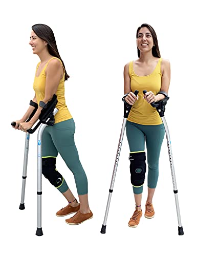 M+D Forearm Crutches Adult, Adjustable Between Platform Crutches & Forearm Crutches - Dual Mode Crutches w/ Heavy Duty Non-Slip Rubber Feet, Dual-Mode Forearm Crutches for Adults