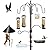 YINGYM 6-Hook Bird Feeding Station Kit Wild Bird Feeder Stand Pole, Multi-Feeder Hanging Kit Stand with Water Bowl, Mesh Tray and Squirrel Guard Baffle, 94 Inch