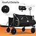 ANJ Outdoors Wagon Carts Foldable with All Terrain Wheels, Double Brakes and Extending Tailgate | Collapsible Wagon Grocery Cart on Wheels | Utility Wagon for Camping, Garden, Beach, Lounge and Sports