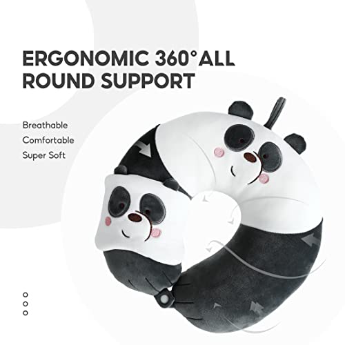 MINISO Travel Neck Pillow with Eye Mask, We Bare Bears Memory Foam Neck Cartoon Pillow Valentine's Day Gift for… - Image 5