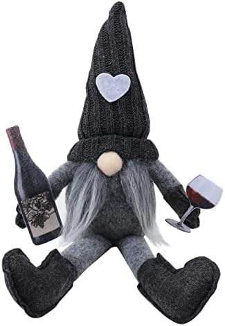 URMAGIC Coffee Gnomes Plush Decor,Coffee Bar Gnome Decoration,13 Inch Christmas Plush Gnomes Holding Wine Cup and Wine Bottle,10 Inch Coffee Collectible Figurines,Handmade Xmas Swedish Tomte Doll