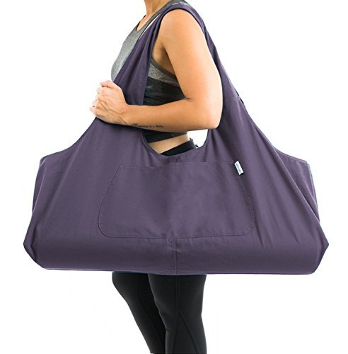 Yogiii Large Yoga Mat Bag, Large Yoga Mat Tote Sling Carrier W/Side Pocket Imperial Purple