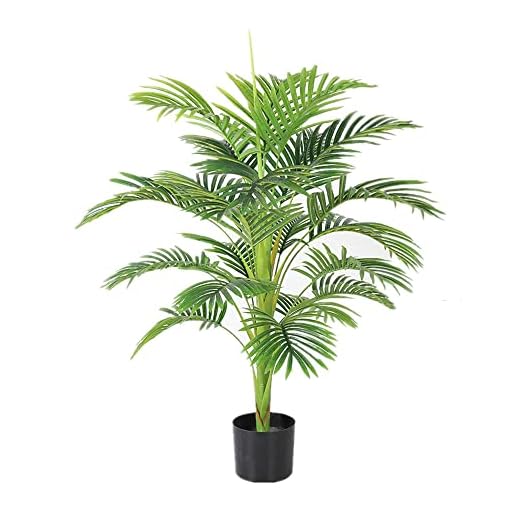 Konstgjord Bonsai Artificial Areca Palm Plant Potted Fake Palm Tree With Heavy Base for Inomhus Utomhus Modern Hem Office Dekoration Krukväxt Dekoration