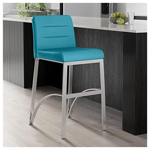 Zuri Furniture Lynx Counter Height Contemporary Bar Stool with Metal Base - Teal