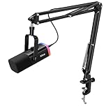 FIFINE Gaming Microphone Kit, XLR/USB Microphone Set for PC/MAC/PS5/Mixer, Boom Arm Stand Dynamic Mic with Controller RGB, Mute Button, Gain Knob, for Podcast Recording, Vocal-AmpliGame AM8T