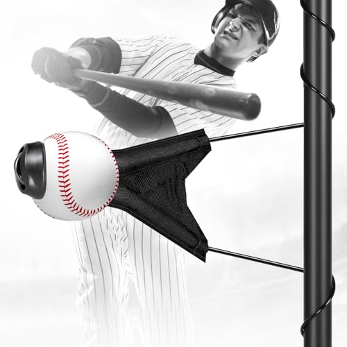 Portable Batting Swing Trainer for Baseball&Softball,Adjustable Ball Height Hitting Trainer with Auto-Reset System for Solo Practice,Easy Setup Baseball Training Equipment for Beginner,Advance Player