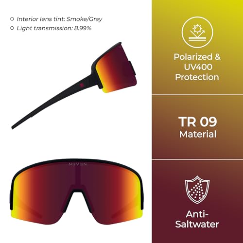 NEVEN Cosmic Wrap Around Polarized Sunglasses - Pilot Style UV Protection Glasses-Men's Sports Sunglasses for Daily Runners.4