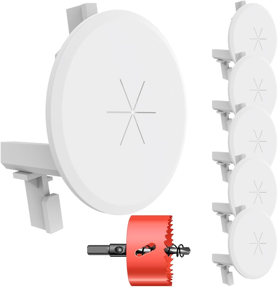TV Cord Hider for Mounted TV Cables, Built-in Low Voltage Mounting Bracket, Wire Hider in Wall Cable Management Kit - Includes Hole Saw for Easy Installation - White, Pack of 6