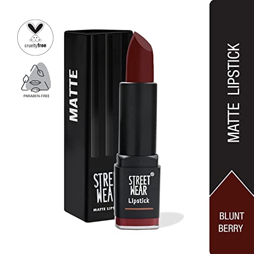 Image of STREET WEAR Matte Lipstick -BLUNT BERRY (Berry) - 4.2 gms -Longwear, Velvety texture, Fade-resistant, High Color payoff, Lightweight Matte Lipstick, Plant-based Canuuba wax, Paraben-free