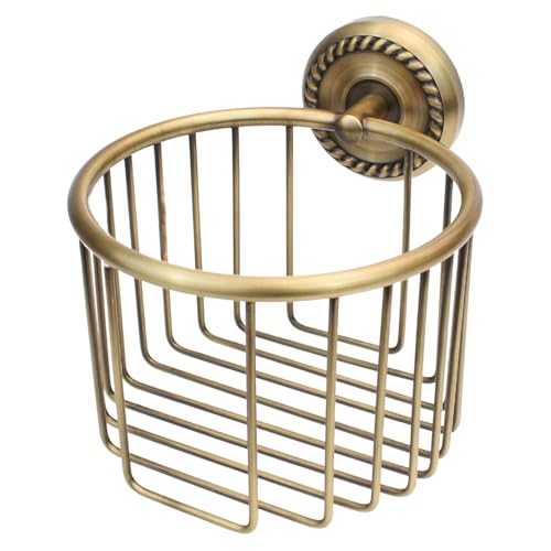 Vintage Toilet Paper Holder Wall Mount,Antique Brass Toilet Paper Holder,Roll Tissue Wire Basket Bathroom