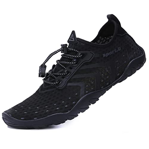 Mesing Zapatillas Barefoot Hombre Mujer Escarpines Secado Rápido Zapatillas Minimalistas Trail Ligero Antideslizante Zapatos Agua Exterior Interior para Playa Piscina Surf SUX99618-Black-EU41