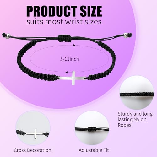 120 Pcs Cross Bracelets Bulk Adjustable Christian Bracelets for Men and Women, Handmade Braided String Rope Charm Gift for Baptisms, Church, Funerals, Friendship2