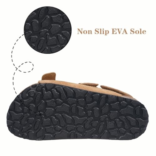 Image of ZUSERIS Kids Toddler Sandals Boys Girls Cork Footbed Sandal Comfort Double Buckle Slip On Slippers with Adjustable Back Strap