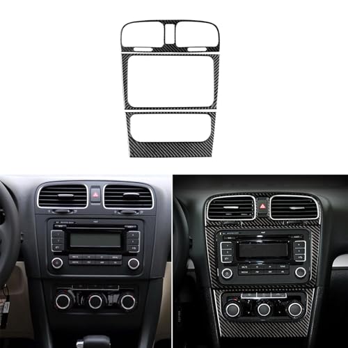 GDFJGD Real Carbon Fiber Interior Accessories Compatible with Volkswagen VW Golf 6 GTI R MK6 2008 2009 2010 2011 2012 2013 Car Center Console Panel Sticker Kit Decal Decor Cover Black