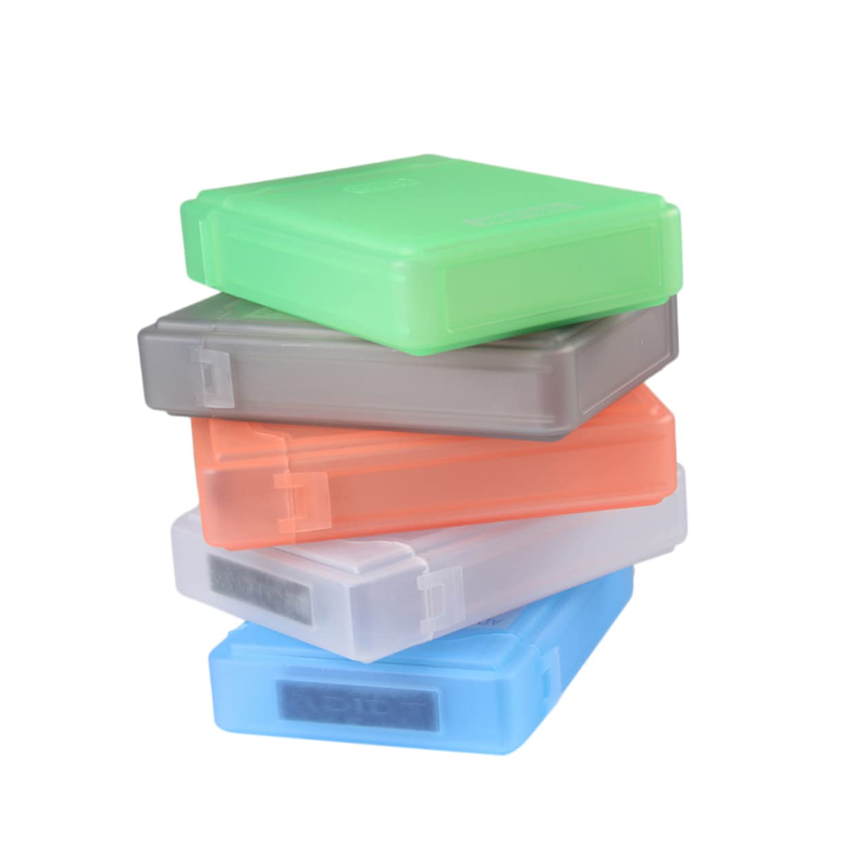 BRIGHTFUFU 5Pcs Hard Drive Protection Case Portable Plastic Storage Box White Blue Green Orange for Secure Hard Disk Holder and Organization
