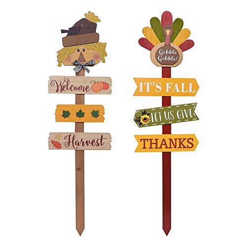 Thanksgiving Decorations Outdoor, Meetyamor Fall Decorations For Home, 35 Inches Wood Decorative Garden Stake With Scarecrow And Turkey For Fall Decor, Yard Sign With Welcome For Garden, Lawn, Patio #TOP9