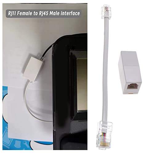 eMagTech 2PCS RJ11 to RJ45 Converter Adapter Telephone Splitter Telephone J11(6P4C) Female to RJ45(8P8C) Male Cable Cord Plug and Play 145mm White - Image 2