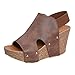 Sandalen Frauen Sommer Knöchelriemen Plattform Keil Sandalen Dicke Gladiator Schuhe (38,Braun)