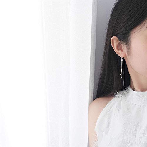 Pendientes de mujer de plata de ley 925 largos con elegantes borlas de lágrimas 3