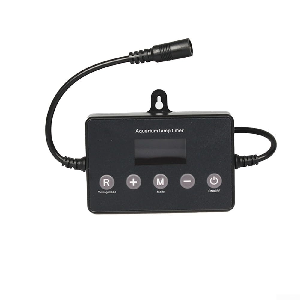 YUANGANG Controlador de luz de acuario, controlador digital, regulable, temporizador, luces con pantalla de reloj, control de brillo para pecera, color negro