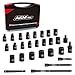 AKM TOOL 1/4 Inch Drive Magnetic Impact Socket Set, 28-Piece SAE/Metric, 1/4 Inch-9/16 Inch, 5mm-15mm, 6 Point, Cr-Mo, Square Drive, with Impact Socket Adapter, Universal Joint & Extension
