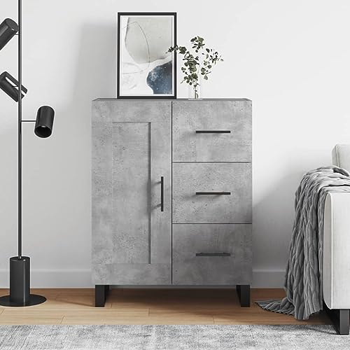 KTHLBRH Aparador de Madera de ingeniería Gris hormigón Aparador Moderno con Cajones y Almacenaje Amplio para Organización 69,5x34x90 cm
