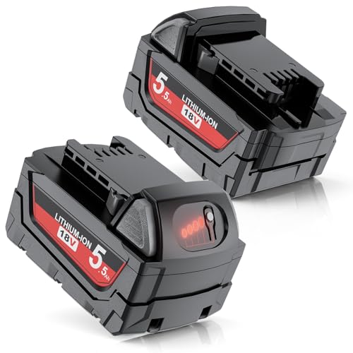 2 X 5500mAh for Milwaukee M18 Battery Replacement for Milwaukee 18V Battery