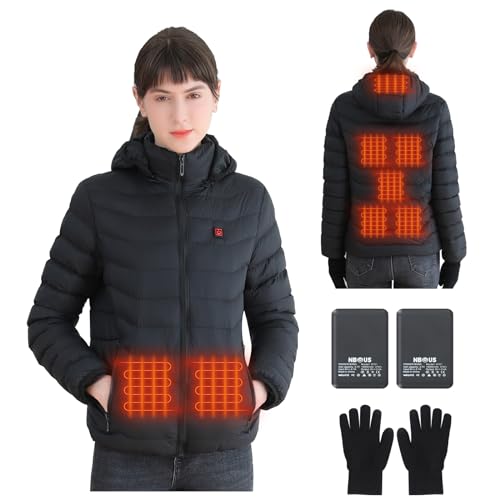 NBtoUS Womens Heated Jacket with 2PC 10000mAh Power Bank,3 Heating Level(XL)