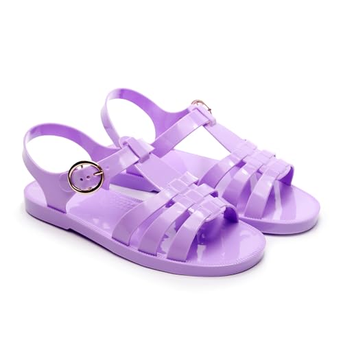 Image of Toddler Sandals Jelly Shoes Girls Unisex Boy Flat Retro Slides Clear Kids Water Slippers Slingback Summer Beach Size 8 Adjustable Buckle Glitter Dress Soft