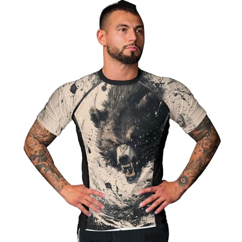 Rash Guard for Men BJJ, Compression Shirts Short Sleeve Activewear Cotton Spandex4