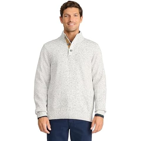 IZOD Men's Vanilla Ice Button Mock Sweater Cover