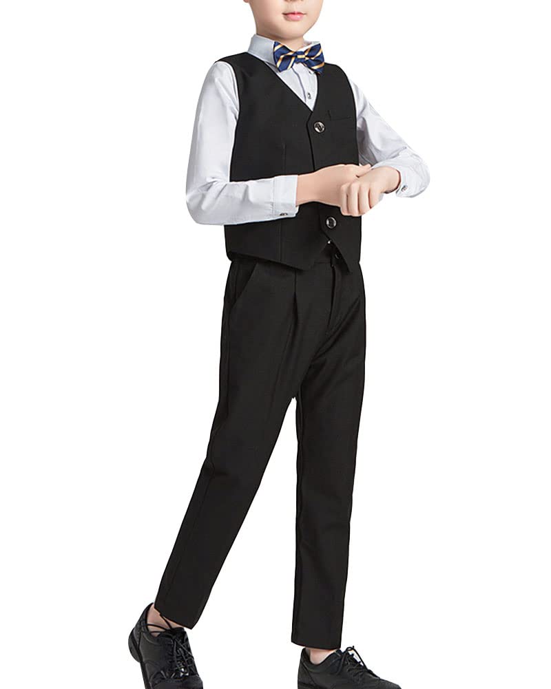 Niños Traje de Caballero Traje de Vestir de Color Sólido Ropa de Rendimiento de Vestir Formal Conjunto de Ropa de Fiesta de Boda Conjunto de Esmoquin Conjunto Blazer y Pantalón 2-7 años
