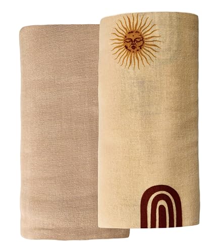 Image of Leyl&Ari Muslin Swaddle Baby Blanket | 100% Organic Cotton Receiving Wrap (Sun & Arch Set)