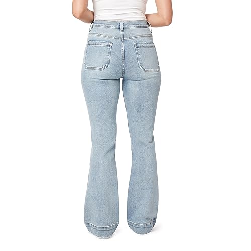 kensie Jeans for Women High-Rise Patch Pocket Flare 32-Inch Inseam, Size 0-143