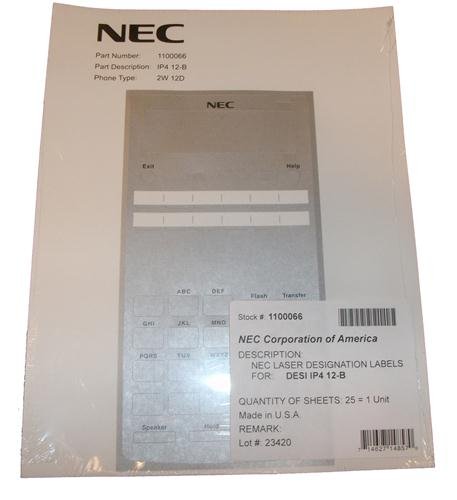 NEC 1100066 Desi Sheet 12 Button Telephone