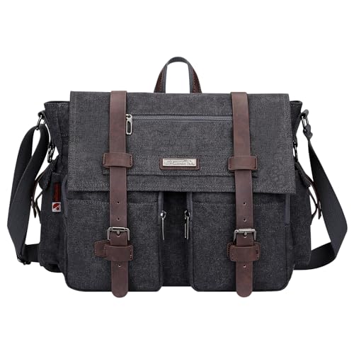 Image of WITZMAN Vintage Canvas Messenger Bag for Men Large Satchel Bags Crossbody Shoulder Fit 17 inch Laptop