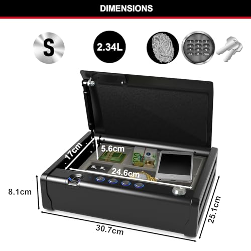Master Lock Kompakt Biometrischer Tresor, Fingerabdruckerkennung, Ideal für Scheckbücher, Geld, Schmuck, Ausweise und mehr