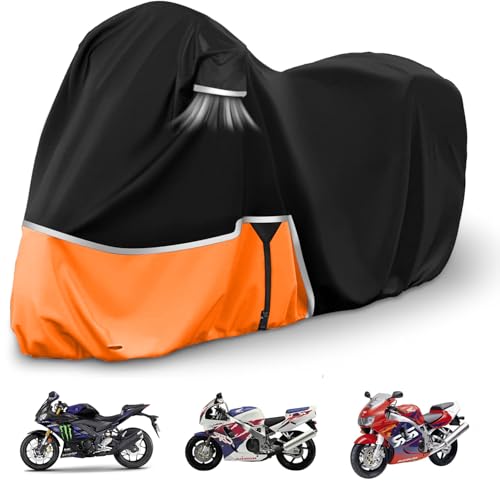 Image of 420D Motorcycle Cover for Various Sports, CBR 600 /1000 RR 500R /650R /1000R Ninja 500 400 Z900 Zx6r R1 R3 R6 GSXR Z400 S1000R YZF-R1 Outdoor Waterproof All-Weather Protection Sport Bike Cover