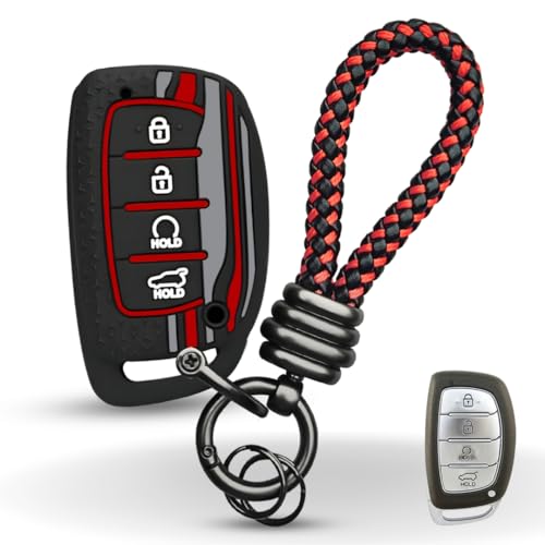 Image of KEYCEPT Tristar Key Cover for Hyun-dai Creta | Alcazar | N Line | EV and Facelift Models for 4 Button smart Key with Keychain. (Tristar K3)
