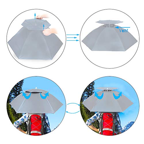 Luwint Double Layer Umbrella Hat Headwear 36'' Diameter Oversized Folding Adjustable Hands Free Uv Wind Rain Protection - Fishing Gardening In Outdoor Recreation (Silver) #TOP5