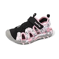 DREAM PAIRS Mädchen Geschlossene Sandalen Sommer Jungen Sportsandalen Kinder Outdoor Strandsandalen Klettverschluss Atmungsaktiv Verschleißfest Unsex,Size 36,Pink/Schwarz,SDAS2305K-E