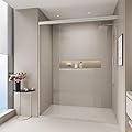 Double Sliding Shower Door, 56" - 60" W x 72" H Semi-Frameless Glass Shower Door with 1/4" Clear SGCC Tempered Glass, Easy to Install & Easy to Clean, Brushed Nickel