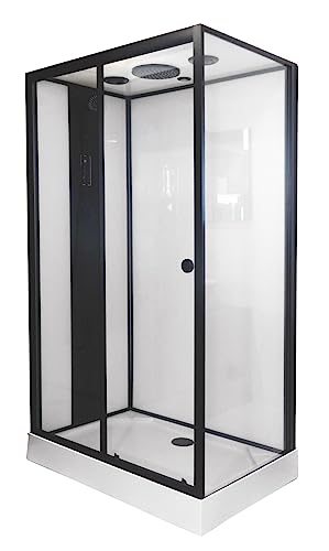 ONDÉE - Cabina hidromasaje NOGEA, montaje sin silicona - 120x80 - negro mate - en kit
