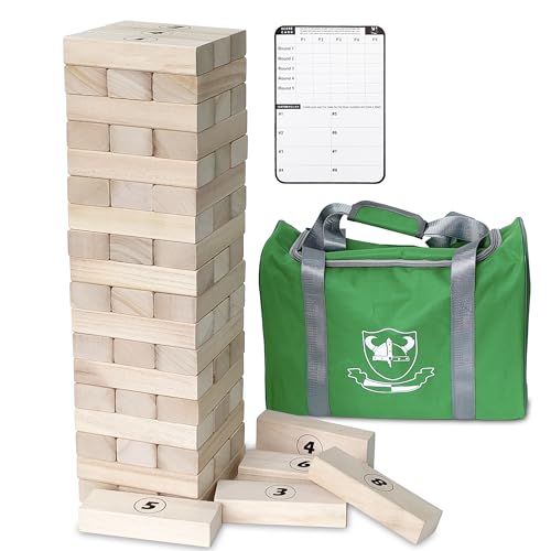 Jeu en bois de 56 blocs empilables Jac & Mok, la tour de construction robuste pour enfants et adultes