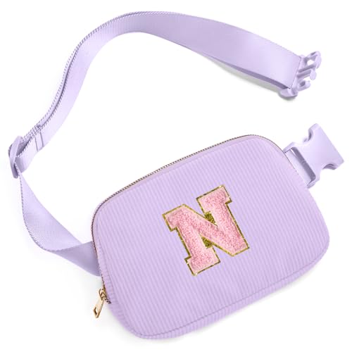 Image of Gitus Girls Birthday Gifts - Initial Fanny Pack Belt Bag for Teen Girls - Trendy Personalized Preppy Stuff (Lavender-N)