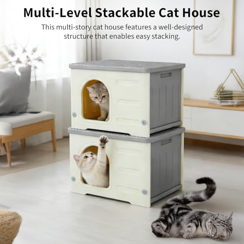 Maison pour chat intérieur et extérieur étanche grise - 4