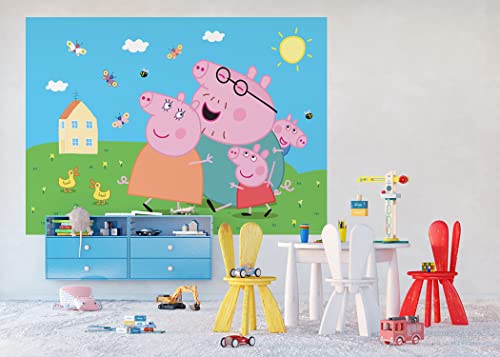 AG Design Peppa Pig AAFTDXL 1964 - Carta da parati fotografica per cameretta dei bambini, 252 x 182 cm, 4 pezzi